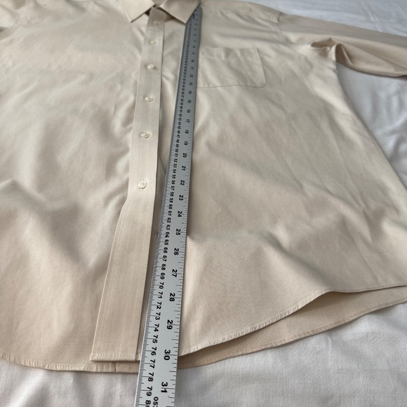 Pronto Uomo Men's Long Sleeve Button Up Dress Shirt Beige/Cream 16.5 - 32/33 - Picture 9 of 10
